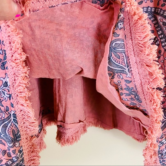 ANTHROPOLOGIE LILKA Coral/Pink Fringe Boho Swing Cami Tank Top - Picture 10 of 11